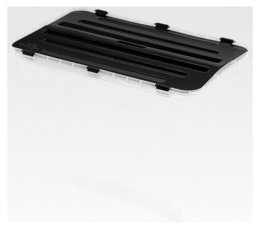 6 Stück Dragon Box 60 Liter - mit geteilter Abdeckung - 60 x 40 x 36 cm - transparente Box mit schwarzem Deckel