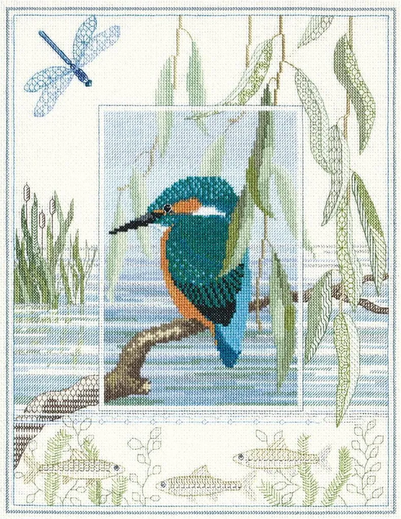 Canevas Point de Croix Kingfisher pour Déco Murale et Loisirs Créatifs
