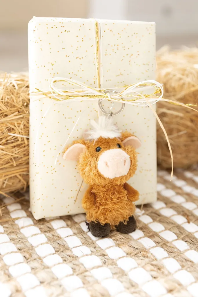 Pewell Portachiavi a forma di mucca delle Highland, portachiavi con mucca delle Highland, decorazione per la casa e l'ufficio da tavolo