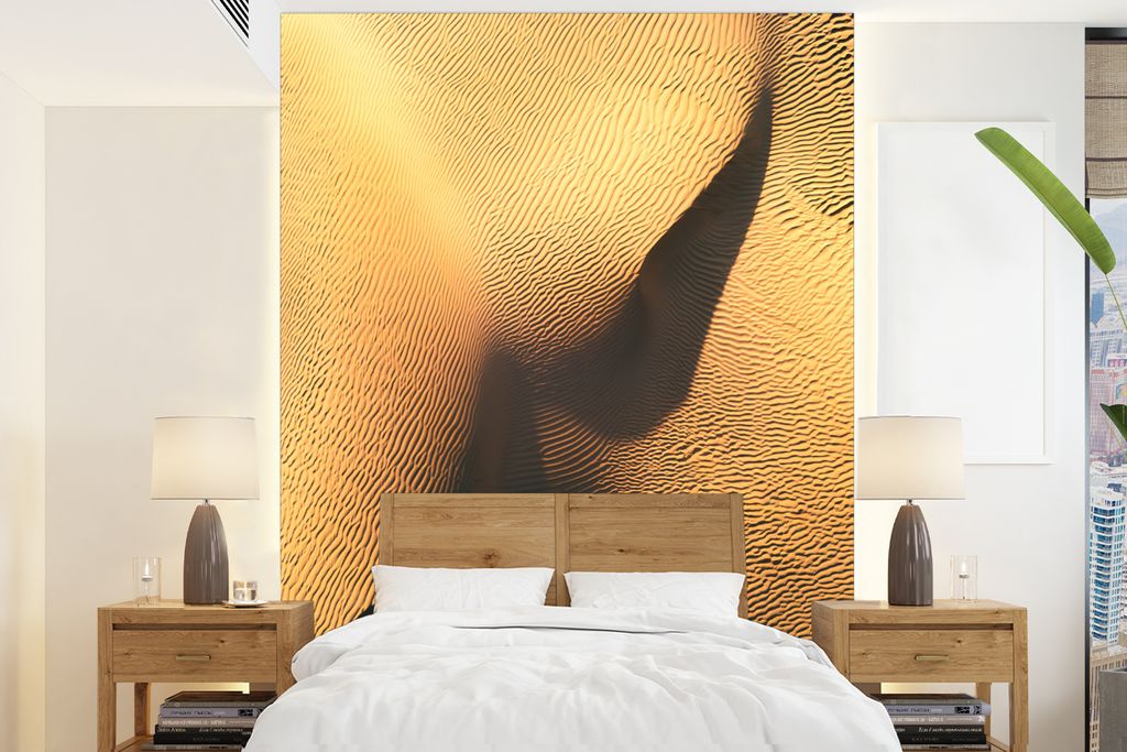 MuchoWow Fototapete für Wohnzimmer oder Schlafzimmer Wandtapete Vinyl Motivtapete Die Sanddünen der Wüste Gobi von oben - 160x220 cm - Bildsch...