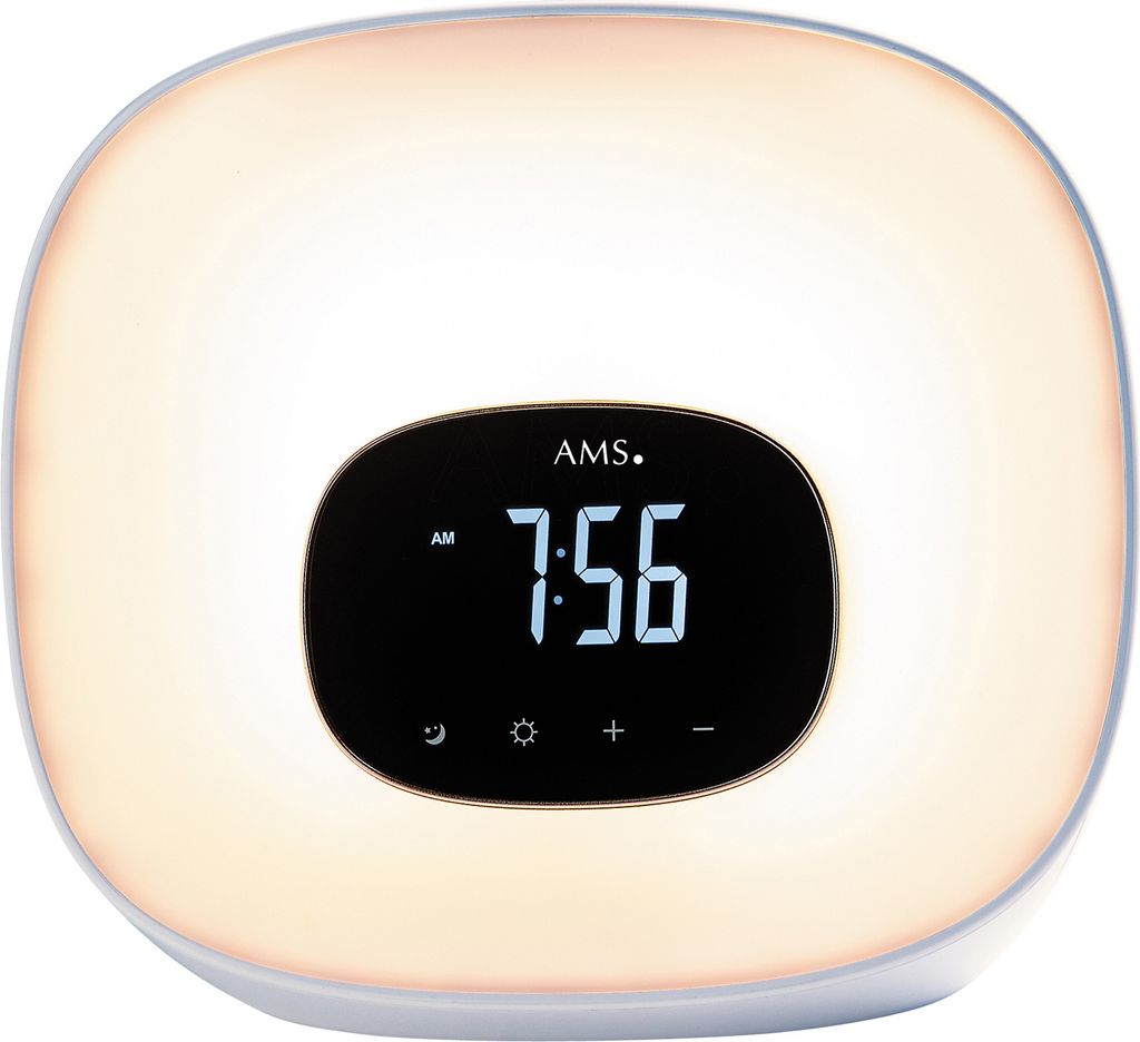 AMS 1302 Wecker Netzwecker weiß digital Radio Sonnenaufgangs-Licht