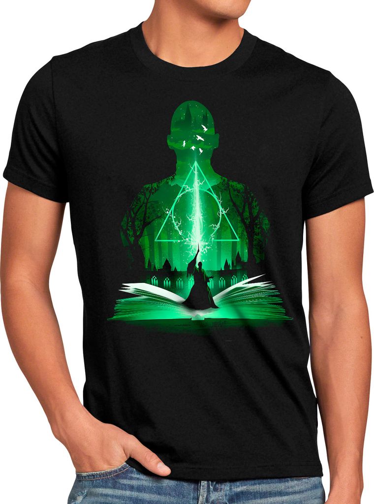 BaumwolleCloud Dangerous Sorcerer Herren T-Shirt eule harry zauberstab besen zauberschule