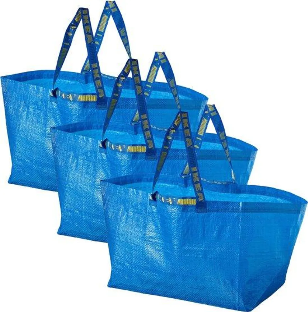 Cabas réutilisables bleus - Lot de 3 sacs de courses plastique solides