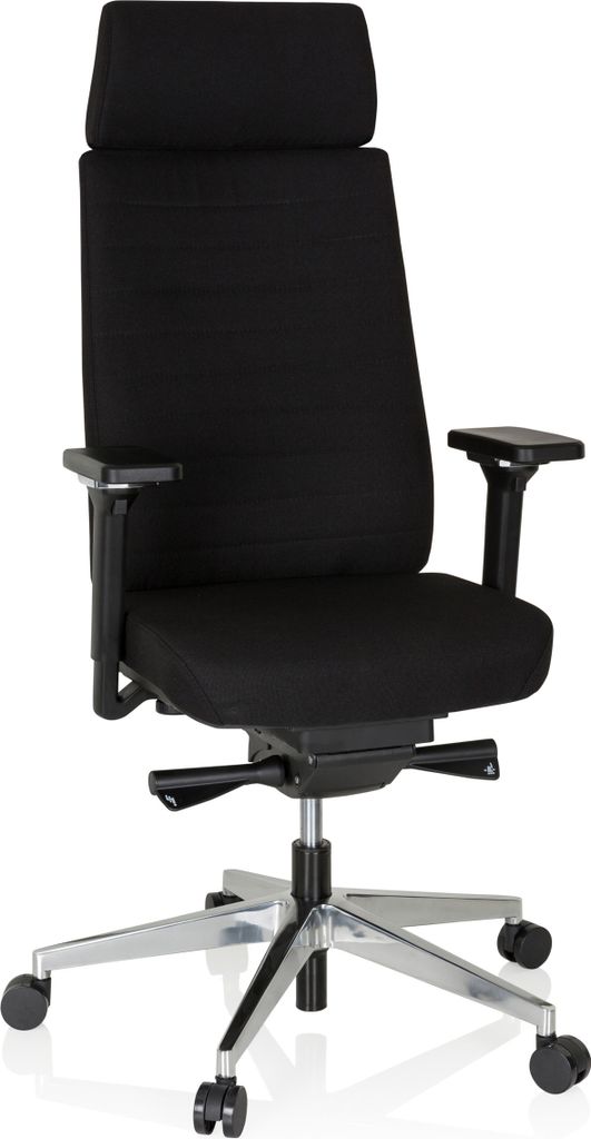 hjh OFFICE Profi Bürostuhl MOVE-TEC PRO 3D Ergonomischer Schreibtischstuhl mit Armlehnen (höhenverstellbar) Stoff Schwarz Drehstuhl für Büro, Z...