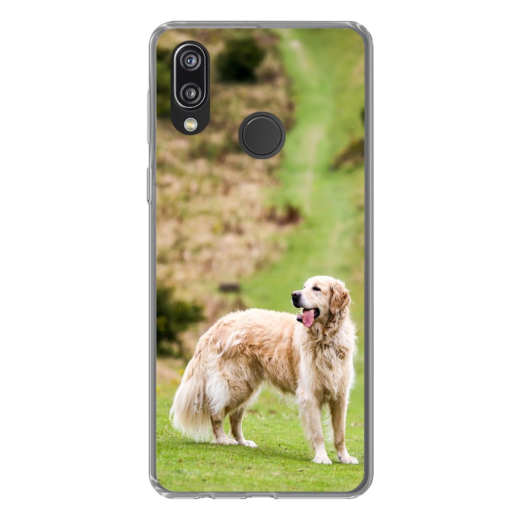 MuchoWow Handyhülle Schutzhülle Hülle für Huawei P20 Lite (2020) Schönes Bild eines Golden Retrievers Silikon Softcase Handy Hülle - Karten...