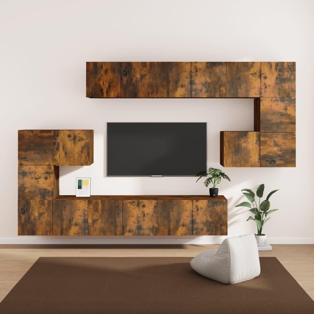 Maison Exclusive - 10-tlg. TV-Schrank-Set Räuchereiche Holzwerkstoff