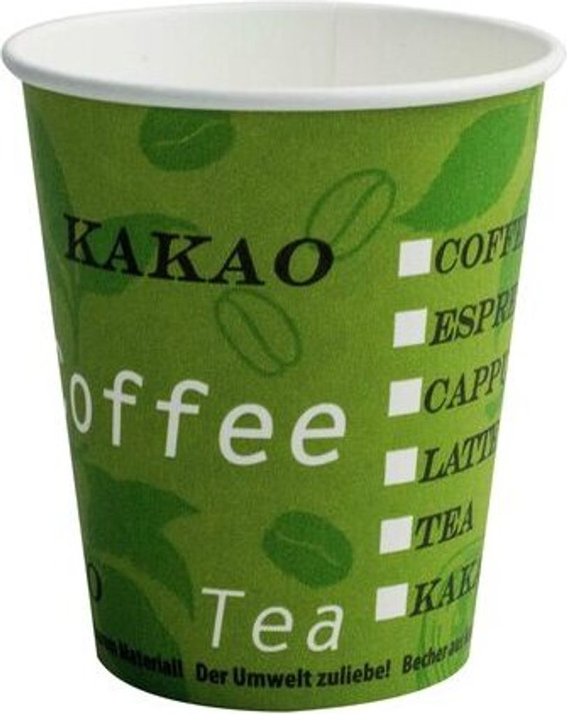 75x  Automatenbecher Kaffeebecher Pappbecher 80mm Ø   Green Produktbild 