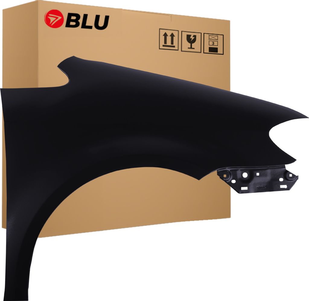 BLU Kotflügel Passend für VW Volkswagen Touran 1T2 LC9Z Rechts Schwarz BlackMagic | 2007-2010 | Vorderseite Vorne | Lackiert | Einbaufertig