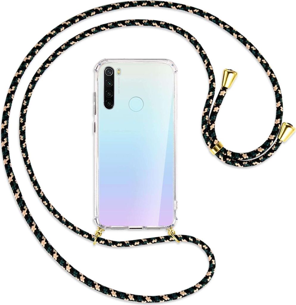 Handykette Backcover-Schutzhülle mit Band (Metall goldfarben) für Xiaomi Redmi Note 8 - camouflage