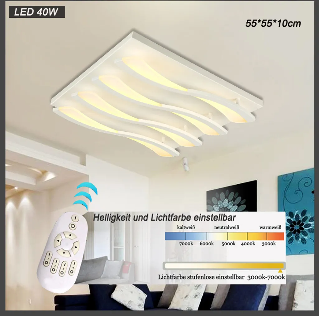 Plafoniera LED Dimmerabile 8028 55x55 | Luce CCT con Telecomando - 2