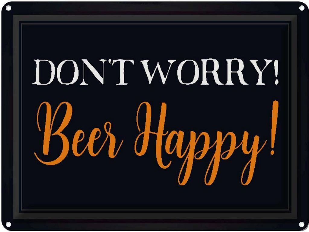 vianmo Blechschild 30x40 cm Don't worry Beer happy Bier