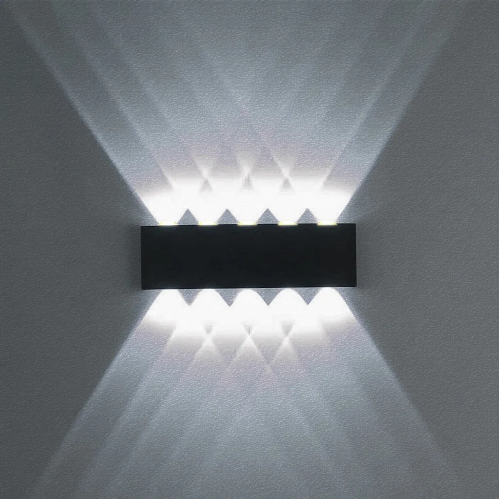 Faretto da parete a LED nero Lampada da parete moderna Lampada da parete per interni ed esterni, Colore della luce: Bianco, Potenza: 10W, 10 fasci di luce