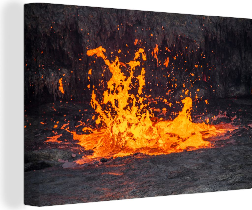 OneMillionCanvasses - Leinwandbilder - 140x90 cm, Aktiver Vulkan in Äthiopien, Wandbilder Kunstdruck Wanddekoration - Foto auf Leinwand - Gemäl...