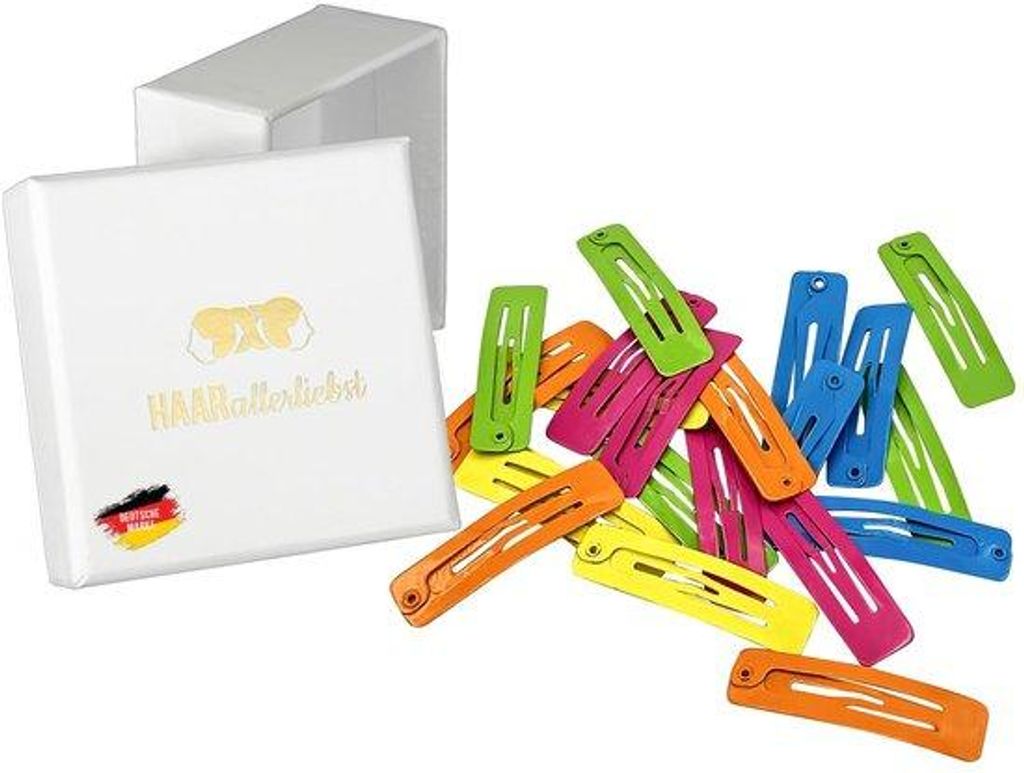 Kleiner Haarspangler für Kinder und Frauen – 20er Pack in bunten Rechtecken (3,9 cm) mit Aufbewahrungsbox – Ideal für dünn und blondes Haar