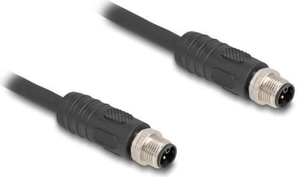 Delock - Netzwerkkabel - M12 (4-polig) (M) zu M12 (4-polig) (M) - 3,0m - 7,2 mm - ungeschirmt - L-codiert, Zugkette, ha