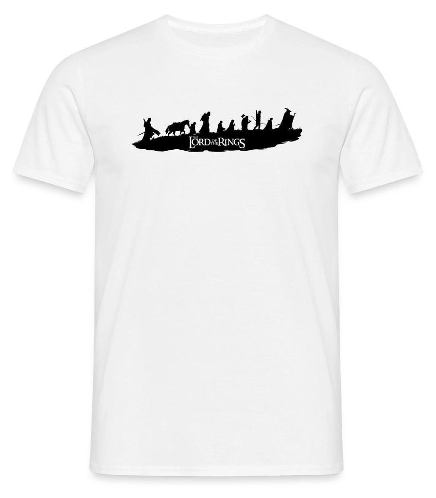Spreadshirt Der Herr Der Ringe Logo, Gandalf Und Die Gefährten Männer T-Shirt, L, Weiß