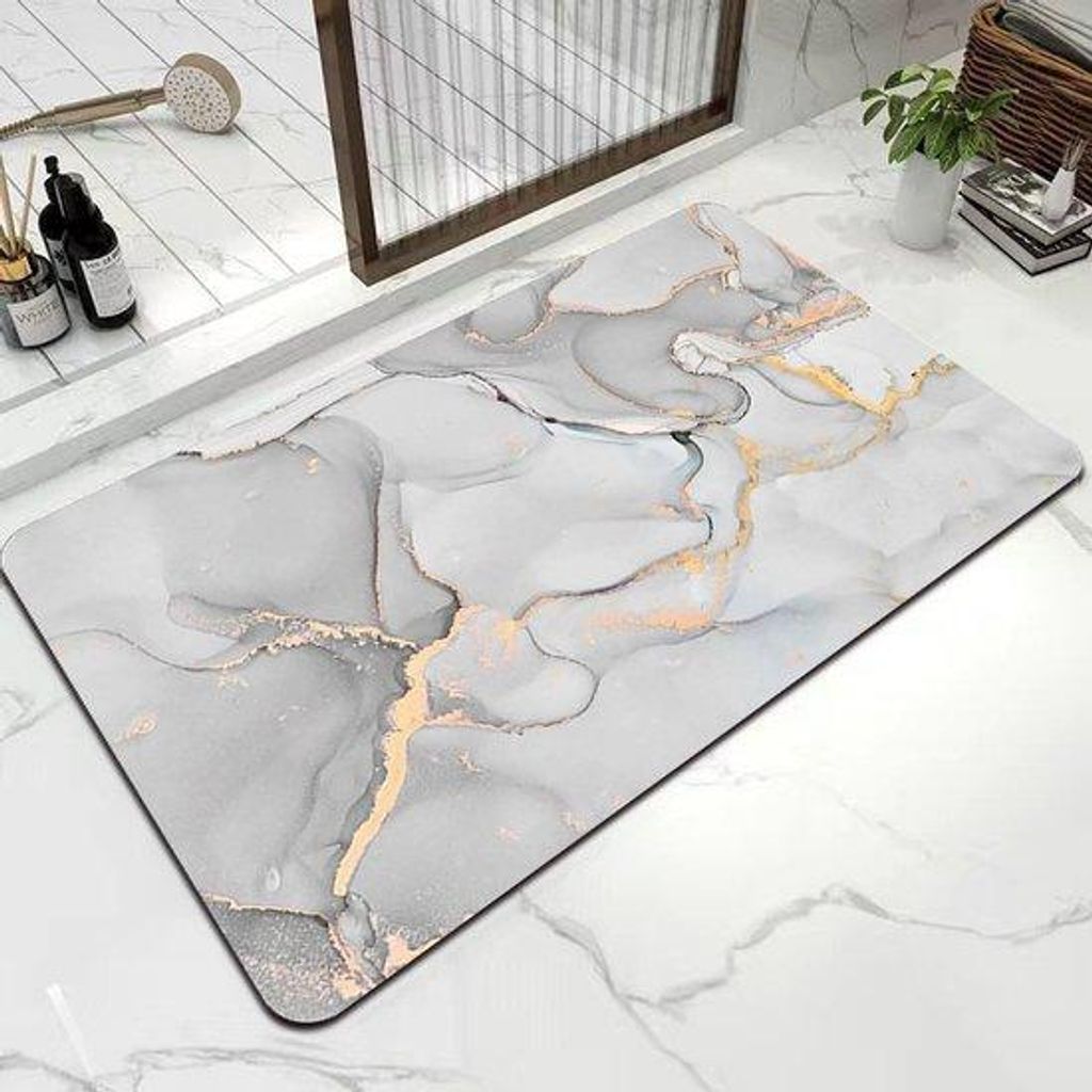 Antislip-Badmat 40 x 60 cm, schnell trocknend, lichtgrijs