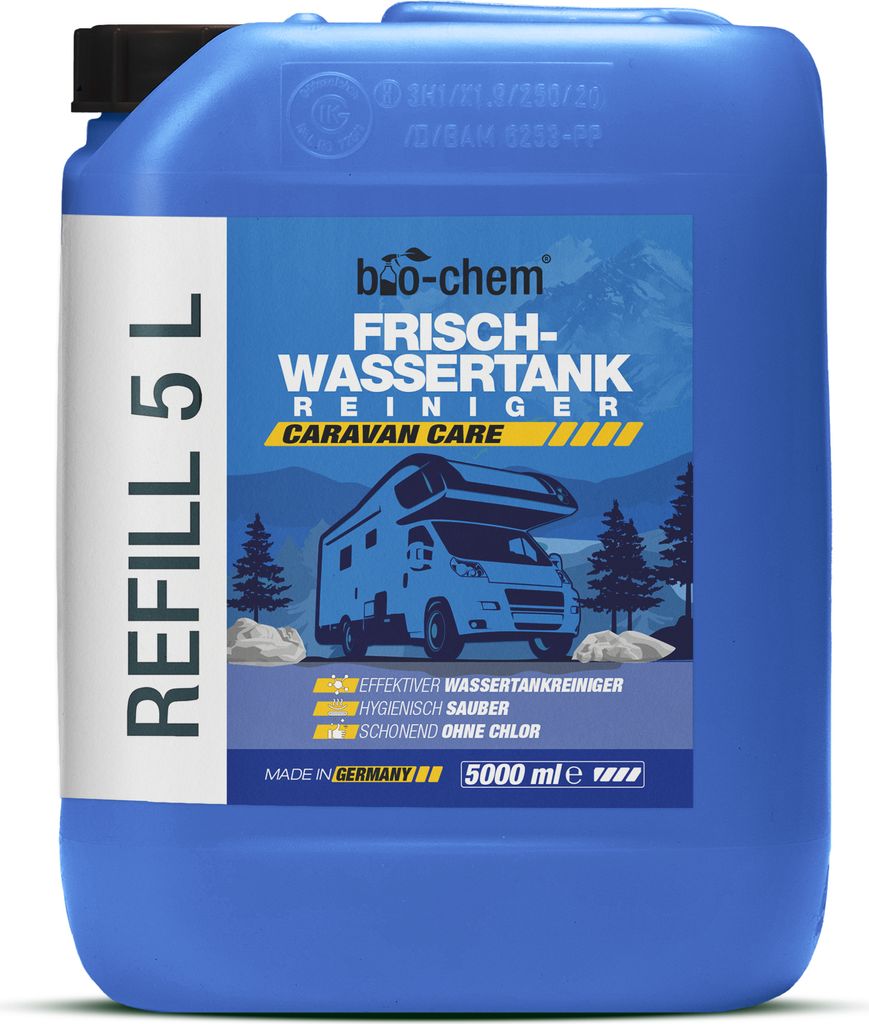bio-chem Frischwassertank Reiniger 5 Liter - Hochwirksamer Tankreiniger für Wohnmobil & Caravan - Löst Kalkablagerungen aus Wassertank & Wasserle...