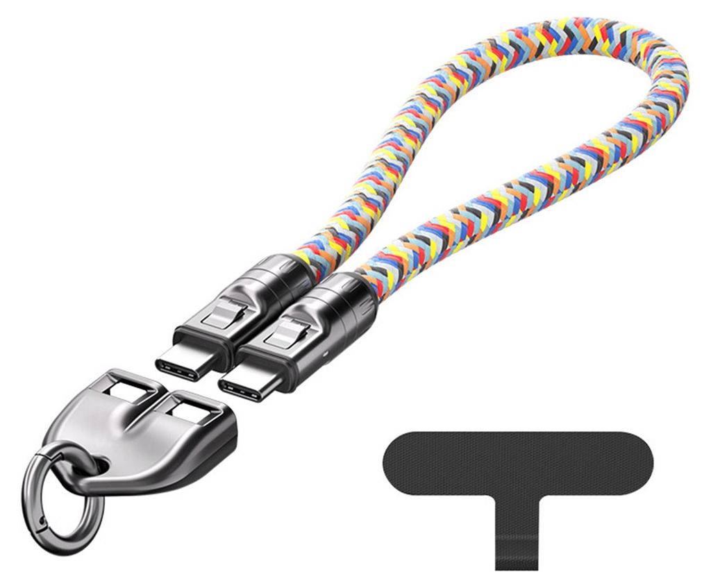 USB-C-zu-USB-C-Ladekabel, 240 W, 2-in-1-Handy-Lanyard, tragbares Armband, 5 A Schnellladekabel für Smartphones, Tablets und Laptops