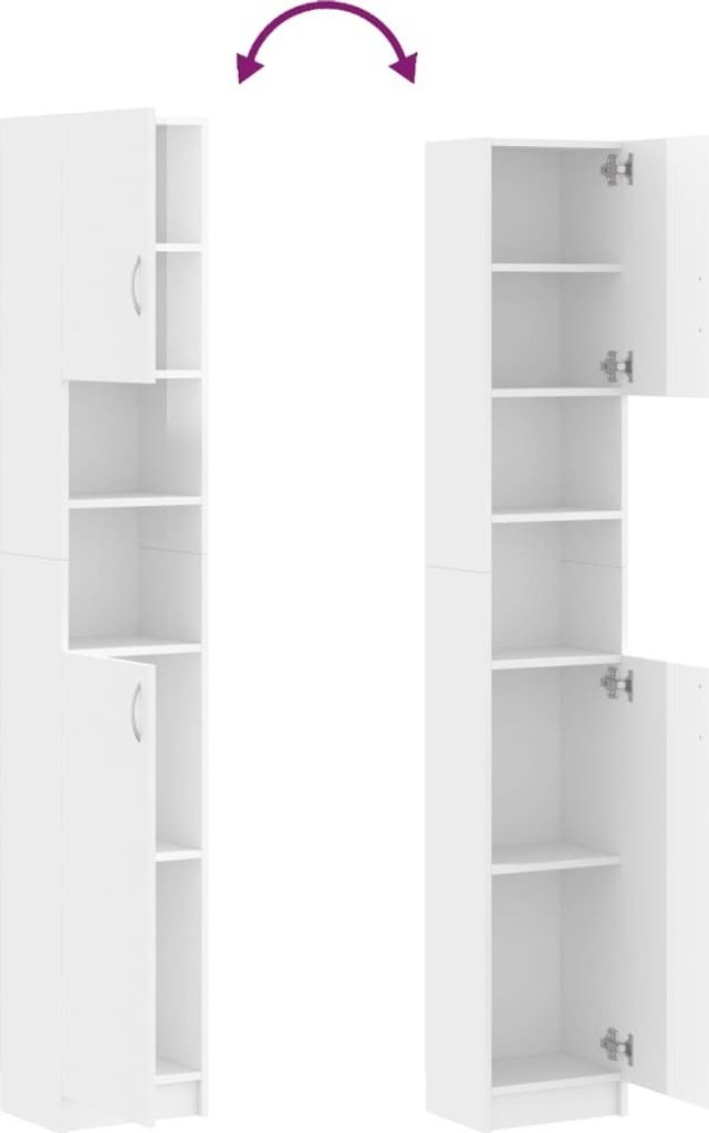 vidaXL Koupelnová skříňka vysoký lesk bílá 32x25,5x190 cm Obrázek produktu 7