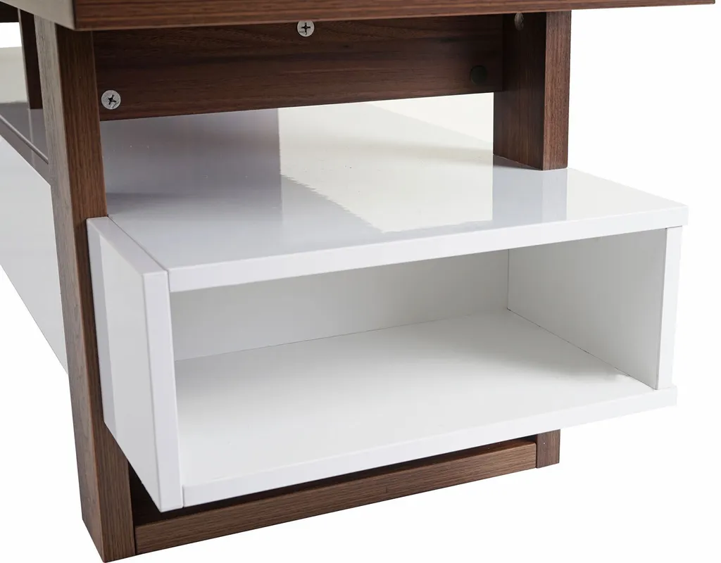 Table de télévision 150cm structure 3D noyer brillant Rack HWC-B51 - 6