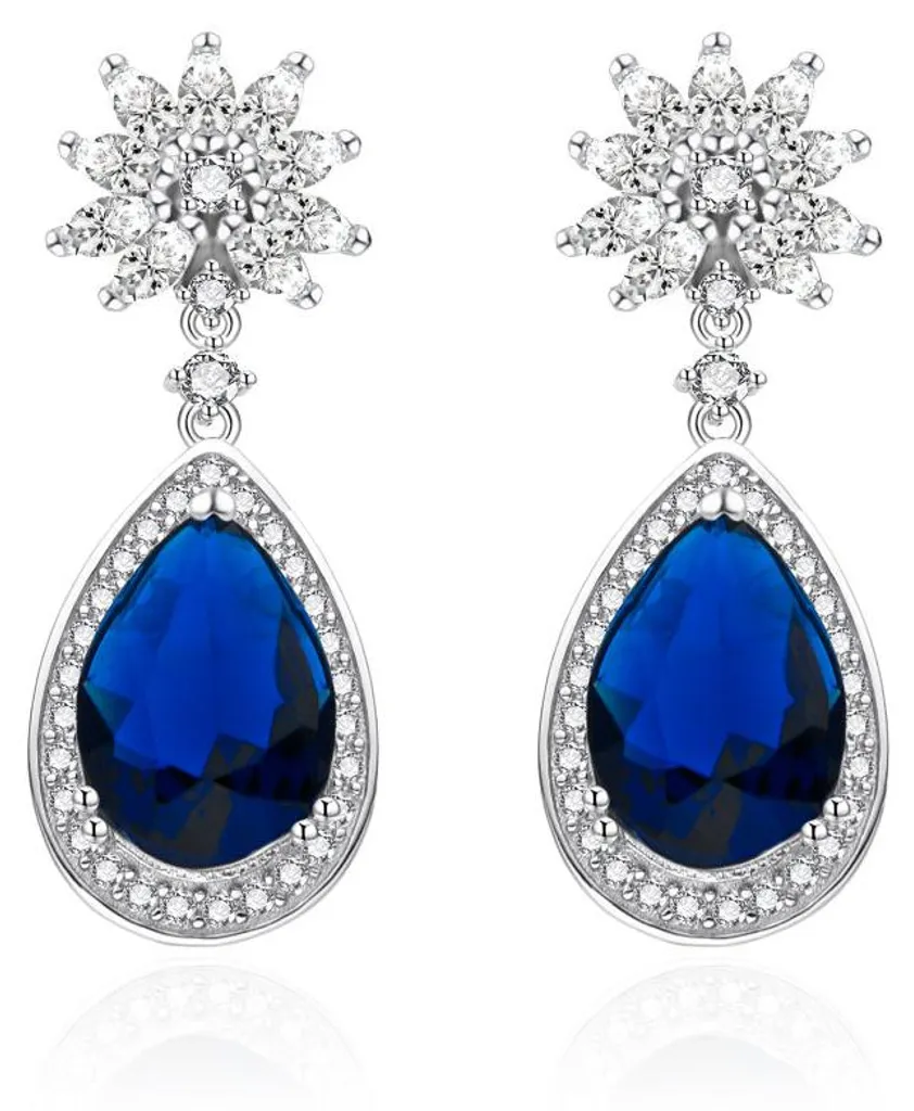 Boucles d'oreilles argent zircon bleu hypoallergéniques confort