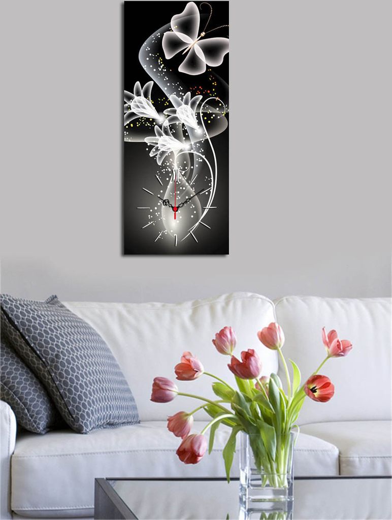 Opviq, 3070CS- CLA1643, Bunt, Wanduhren, 30 x 70, 100% Wildleder -Leinwand