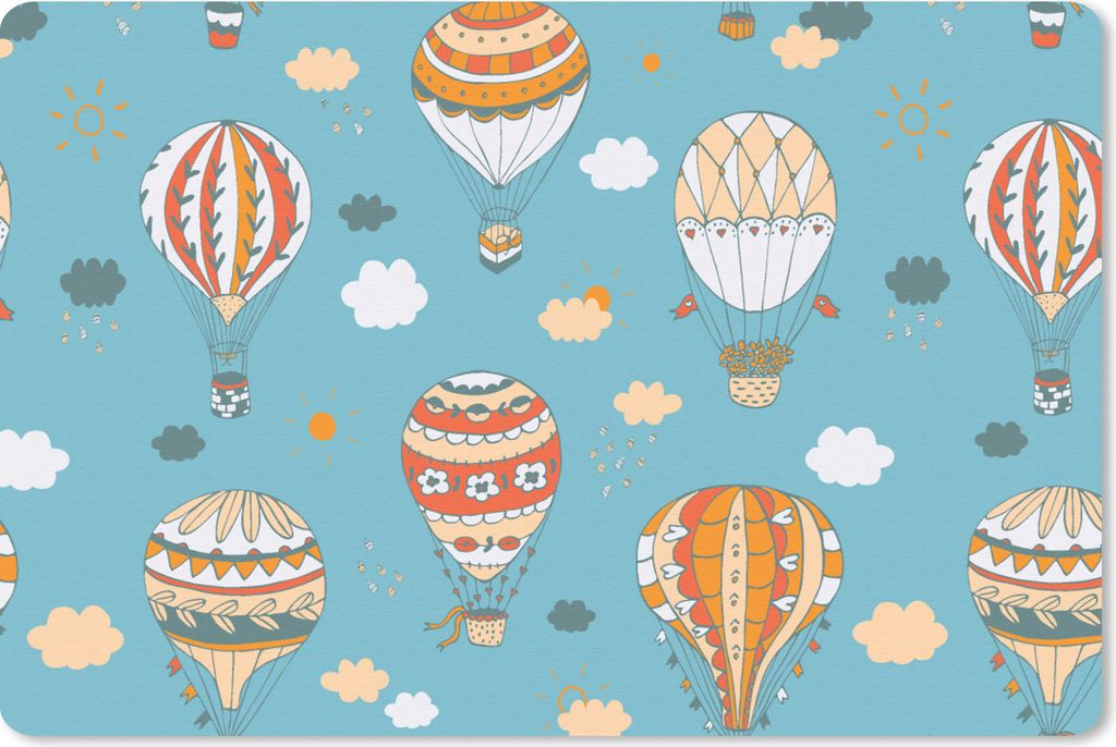 MuchoWow Schreibtischunterlage Retro - Luftballon - Pastell - Kinder - Design 60x40 cm - XXL Mauspad - Großes Mauspad