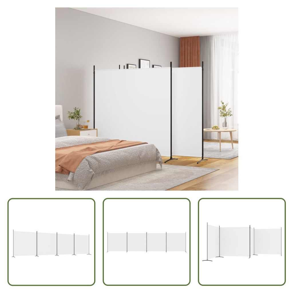 The Living Store 4-tlg. Paravent Weiß 698x180 cm Stoff Produktbild 