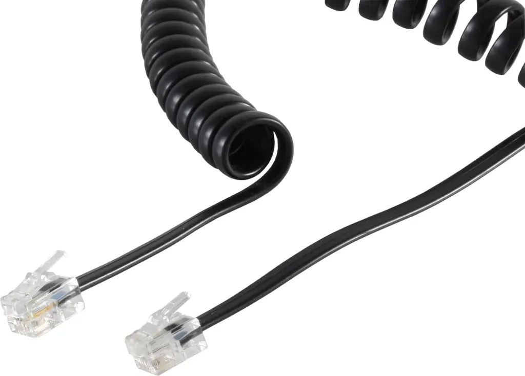 S-IMPULS cavo spiralato per cornetta telefonica spina occidentale 4/4 spirale nera 7,5 m