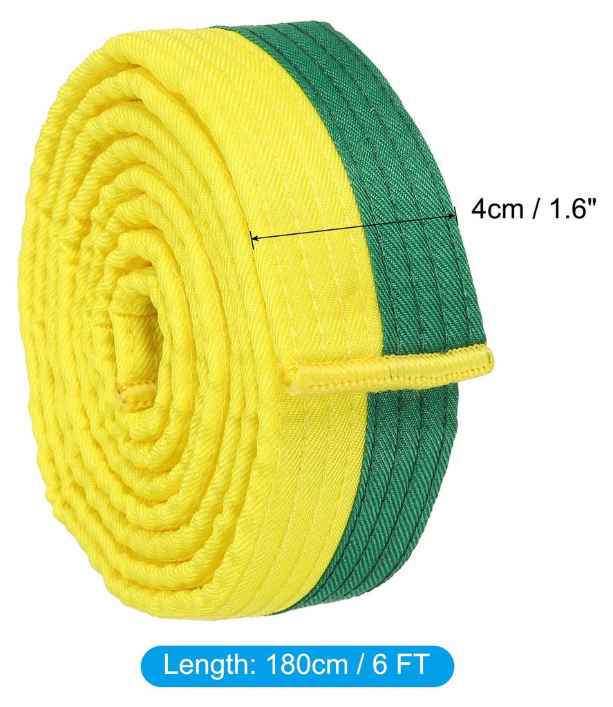 Taekwondo Farbiger Ranggš¹rtel, 1,6"x6Ft 1,8M Polyester Kampfsport Judo Karate Gš¹rtel fš¹r Unterricht Praxis, Gelb-Grš¹n