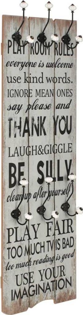 Wandgarderobe mit 6 Haken 120 x 40 cm "THANK YOU"