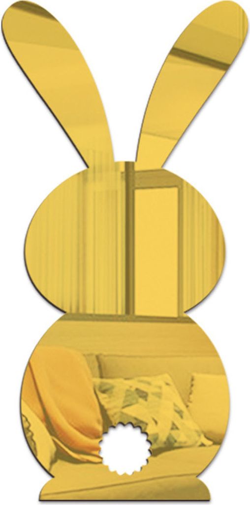 Dekorative Wandaufkleber attraktive Feste Farbe DIY Mirror Kaninchenform Fliesenabziehbilder Heimatkoration-Golden