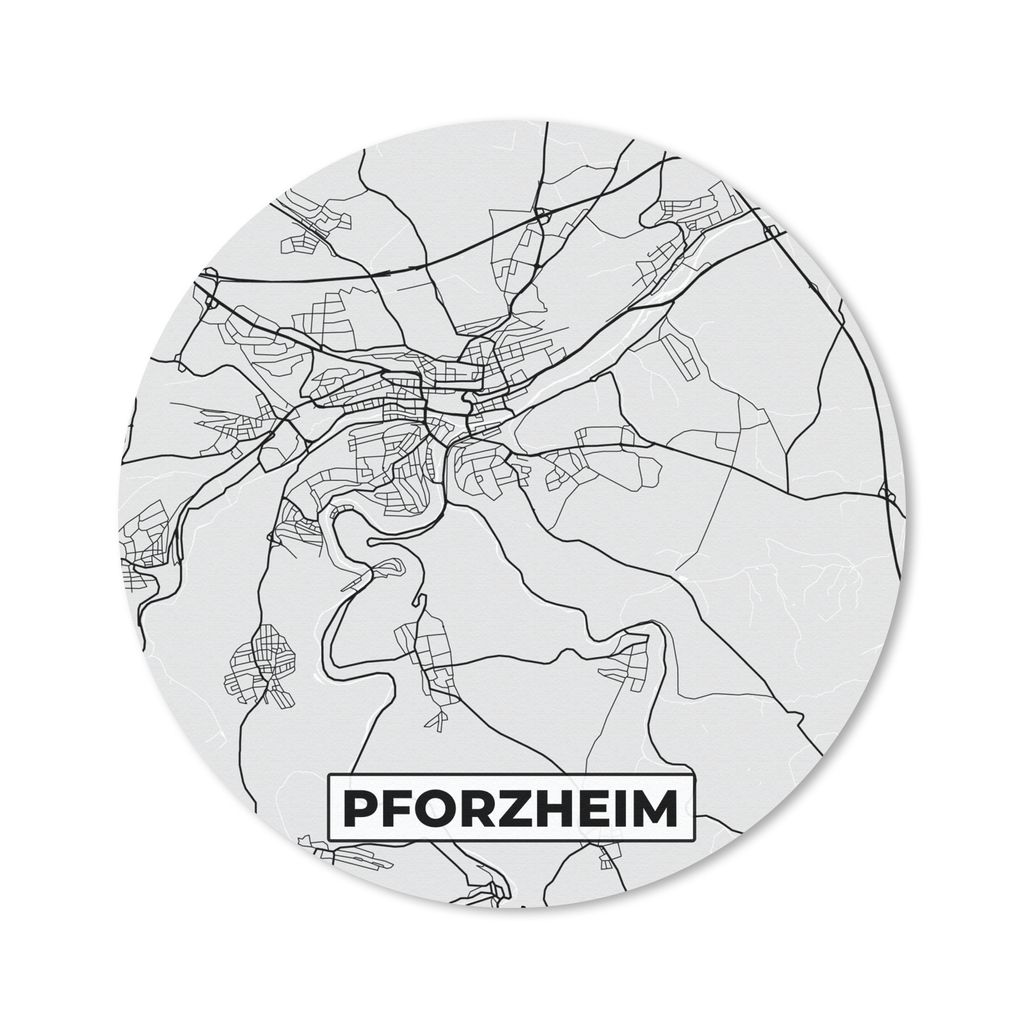 MuchoWow Mauspad Mousepad Stadtplan - Deutschland - Pforzheim - Karte 30x30 cm - Mousepads - Maus Mat - Pad - Mausunterlage - Tischunterlage - Sc...