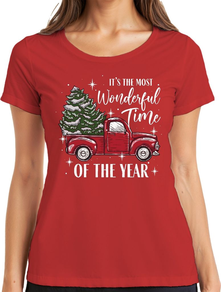 Most Wonderful Time of the Year - Weihnachten Weihnachtsgeschenk Christmas Damen T-Shirt, Rot, XXL