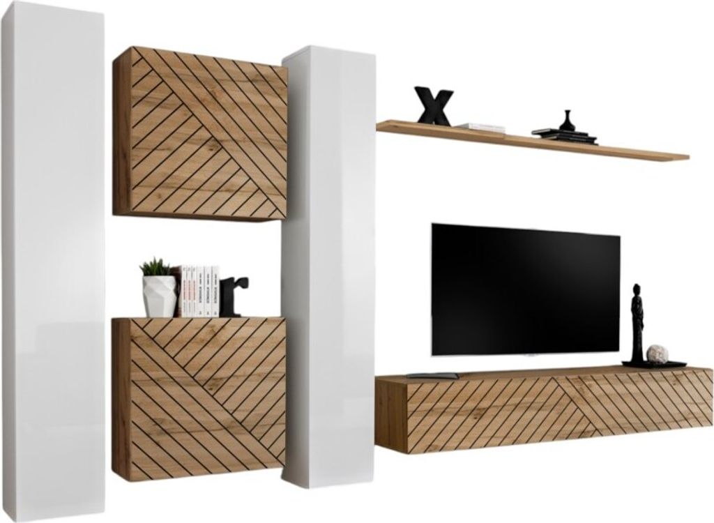 Meublorama AM-SWITCH 6-WWTL SW 6*6C/116KG, 1 Regale, 5 Tür(en), Weiß, Mitteldichte Faserplatte (MDF), 400 mm, 3300 mm
