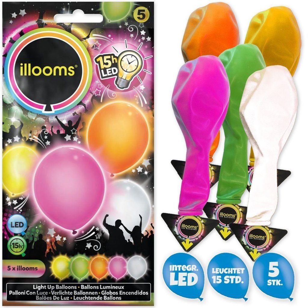 Hochzeit Party BUNT Leuchtende LED Luftballons von ILLOOMS für Geburtstag 