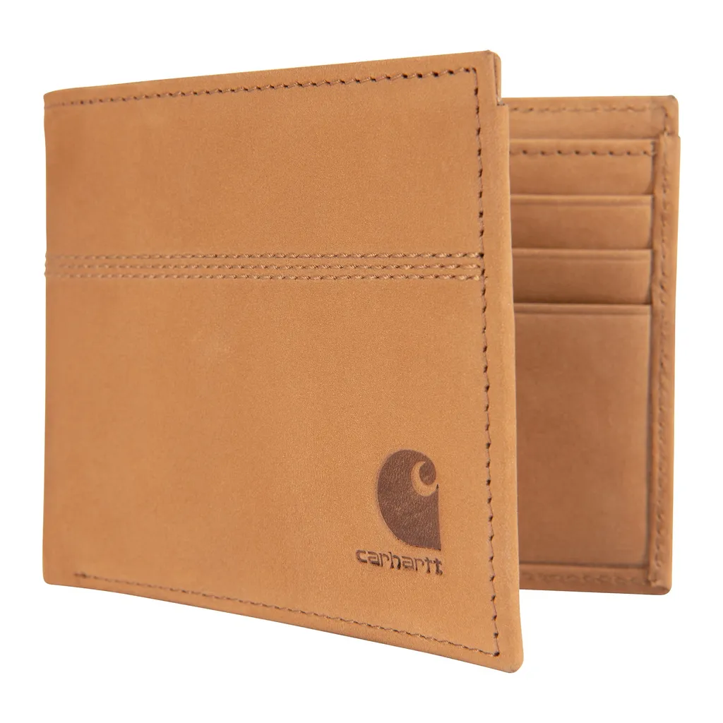 Petit Portefeuille Homme Carhartt en Cuir Marron et Double Volet