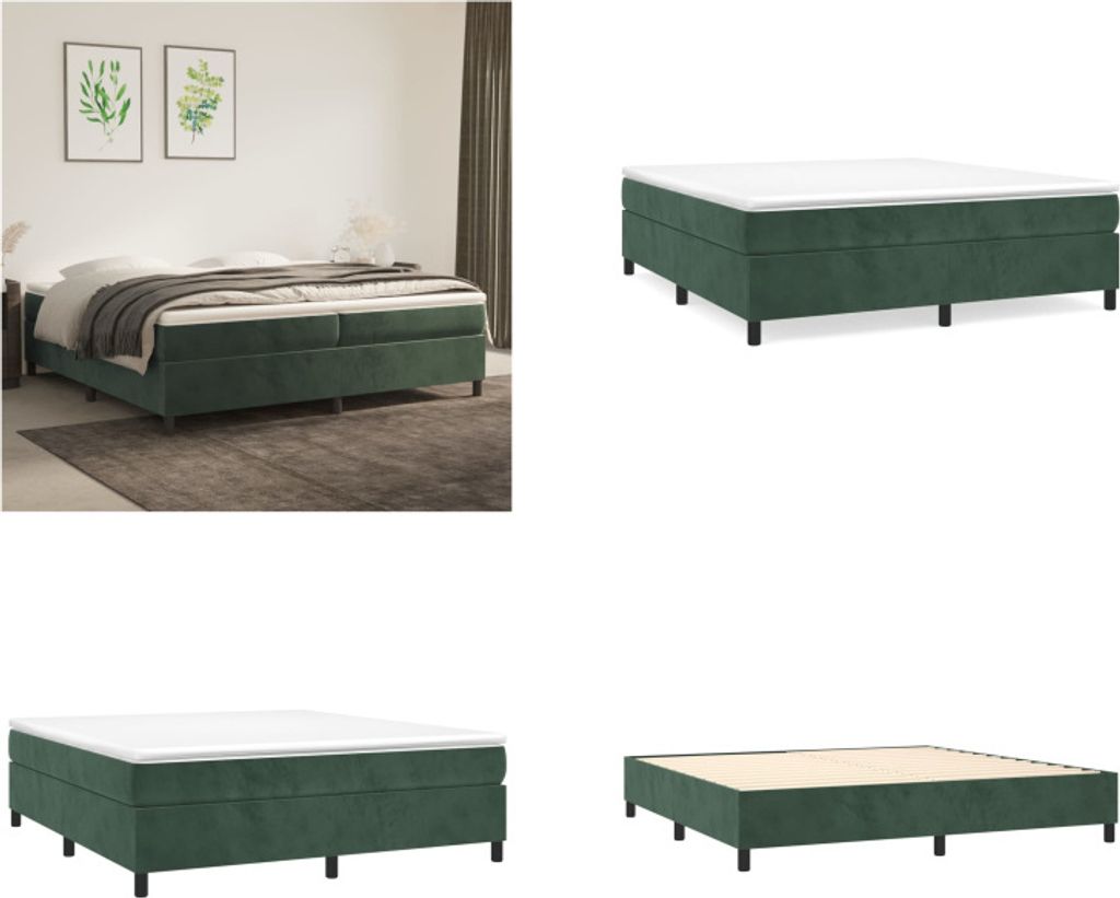 vidaXL Boxspringbett mit Matratze Dunkelgrün 200x200 cm Samt - Boxspringbett - Boxspringbetten - Bett - Schlafzimmermöbel