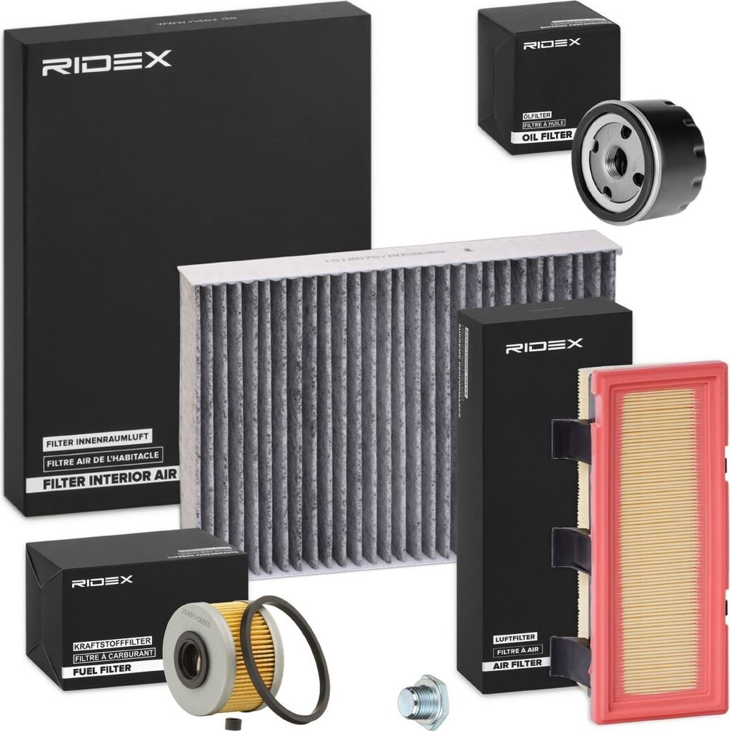 RIDEX Filterset Inspektionspaket Filtersatz für RENAULT CLIO II (BB0/1/2, CB0/1/2) KANGOO (KC0/1) KANGOO Express (FC0/1) CLIO I (B/C57, 5/357)