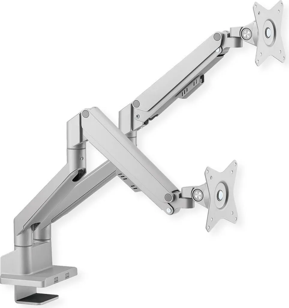 ROLINE 17.03.1158 Support Double Écran Ressort Pneumatique en Argent