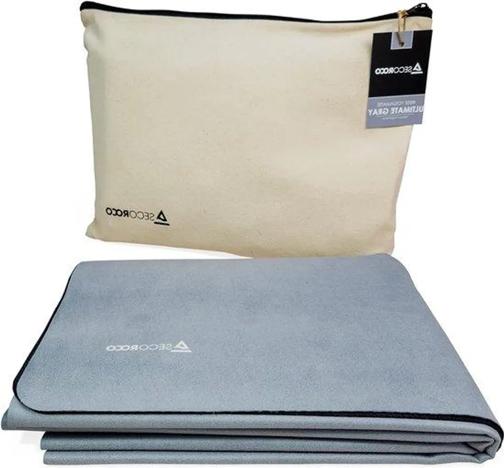 Tapis de yoga de voyage pliable en caoutchouc naturel gris de 1 mm