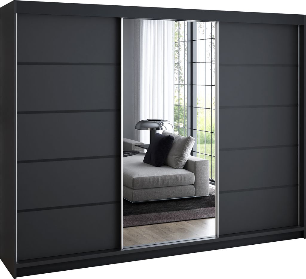 Schwebetürenschrank, 3-türig Schrank 200 cm mit 4 Produktbild 2