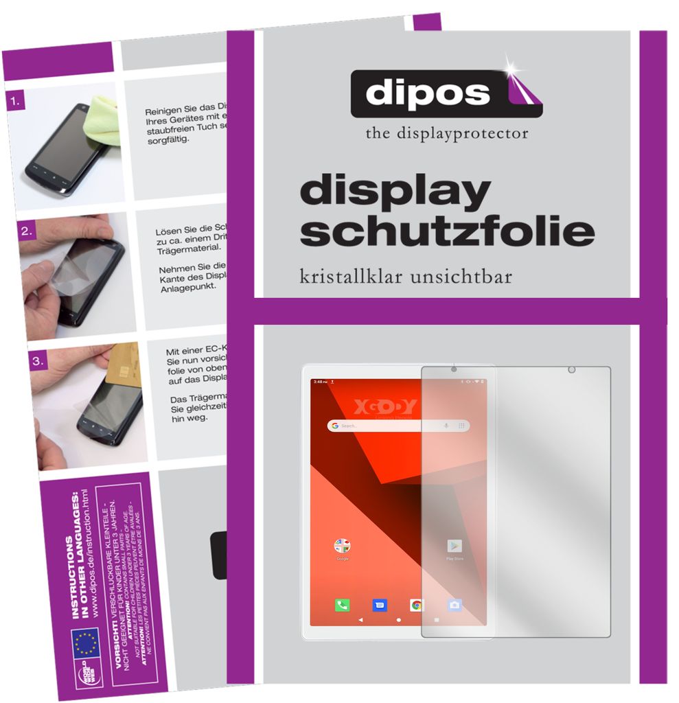1x Schutzfolie für XGODY Y101 10.1 Zoll klar Displayschutzfolie Folie Display Schutz dipos