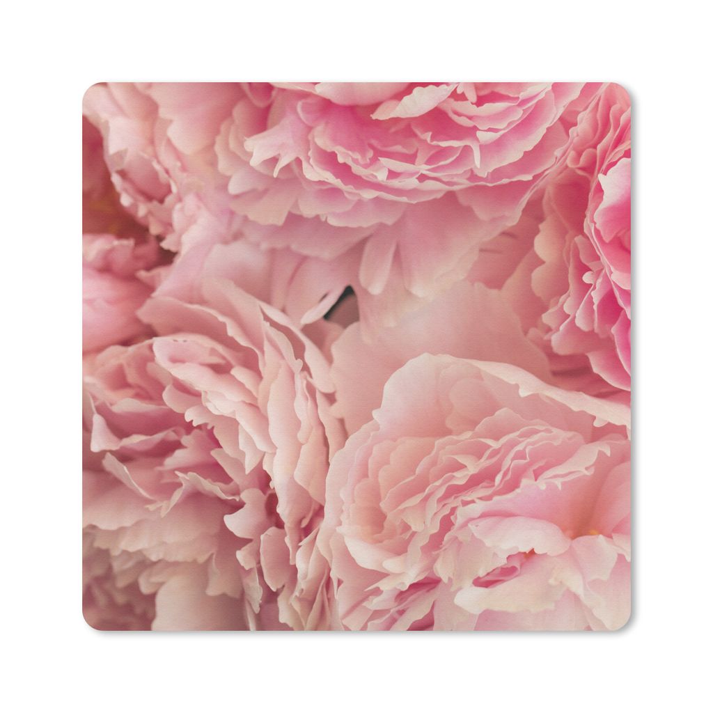 MuchoWow Mauspad Mousepad Draufsicht auf einen Strauß rosa Pfingstrosen 20x20 cm - Mousepads - Maus Mat - Pad - Mausunterlage - Desk Mat - Burea...