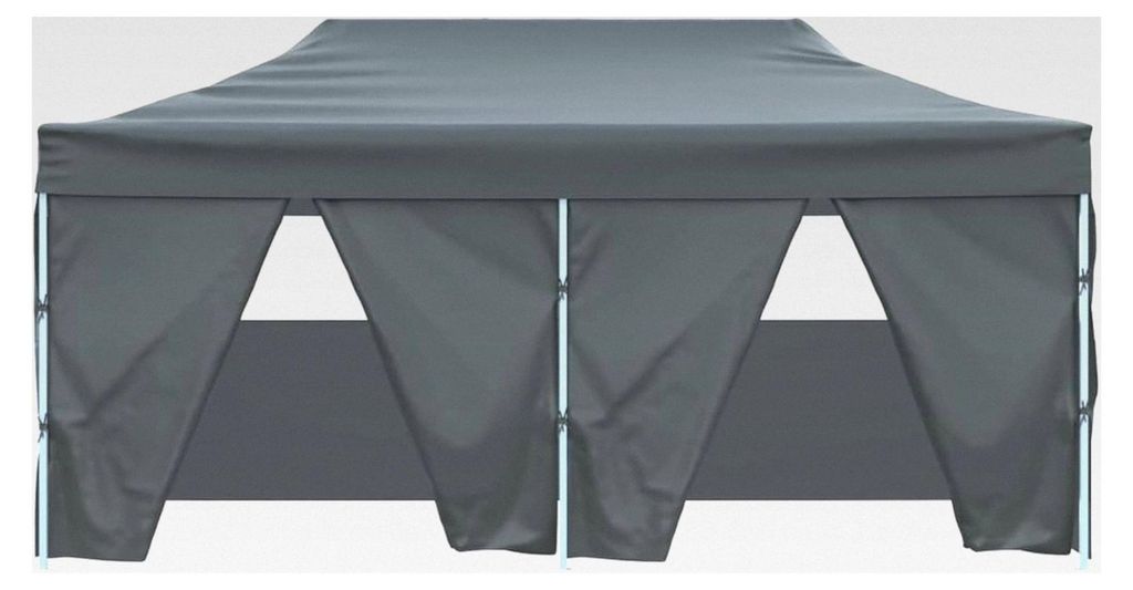 Faltbares Partyzelt 291x580x315 cm Anthrazit - Outdoor Party- und Campingzelt mit transparenten Fenstern