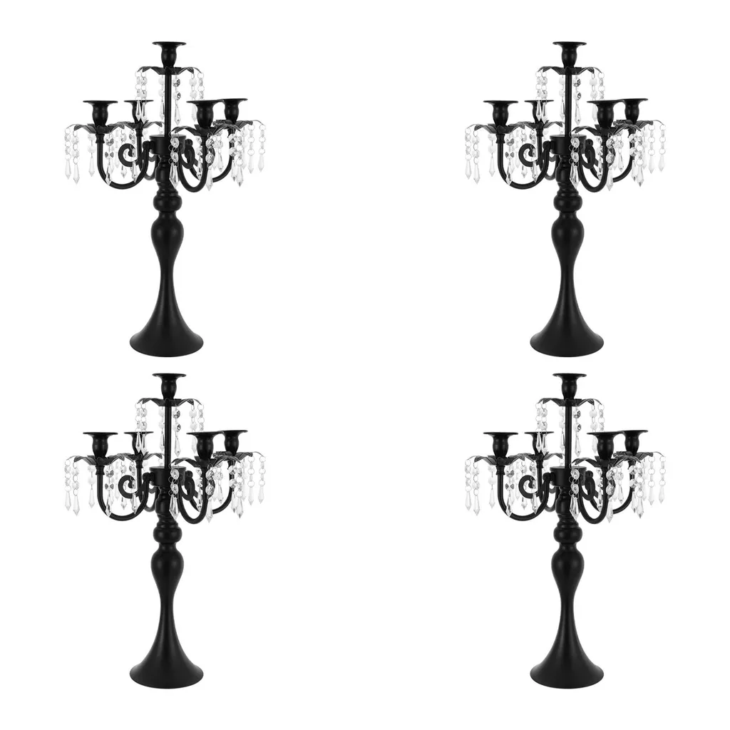 Chandelier Noir Stable 5 Branches 51.5cm - Centre de Table sans Risque - 2