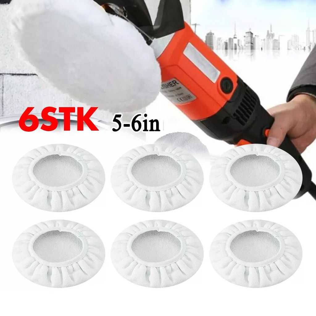6Tlg Polierhaube Wolle Polierpad 150 mm Auto Polierfell für Poliermaschine