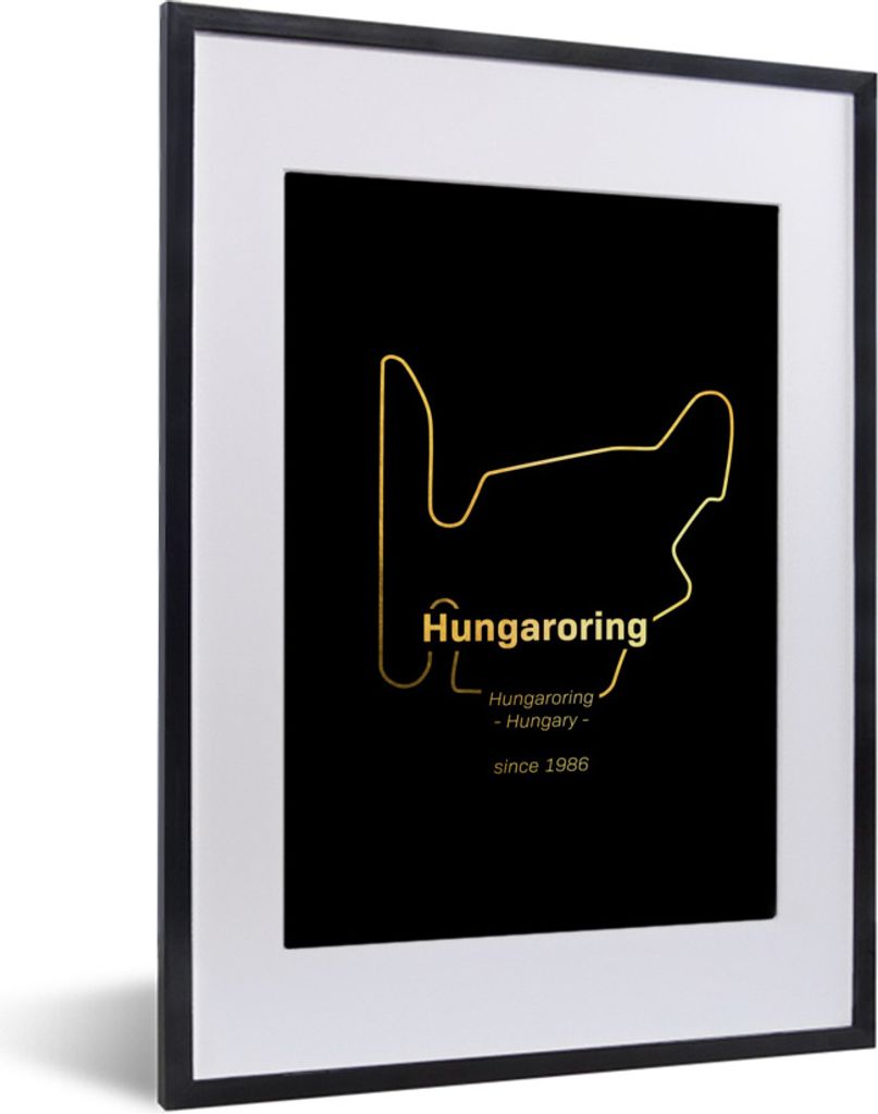 MuchoWow Gerahmtes Poster Ungarn - F1 - Rennstrecke 30x40 cm - Poster mit Schwarzem Bilderrahmen Wandposter Rahmen Foto Bilder - Wandposter Schla...