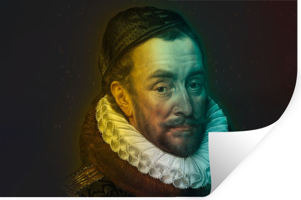 MuchoWow Wandtattoo Wandsticker Wandaufkleber Wilhelm von Oranien - Adriaen Thomasz - Farben 90x60 cm Selbstklebend und Repositionierbar - Aufkleber